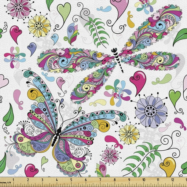 Dragonfly 10x15 FT Photography Backdrop Butterfly Dragonfly Paisley Complex Motifs with Diverse Lines Art Image Background for Baby Shower Birthday Wedding Bridal Shower Party Decoration Photo Studio 
